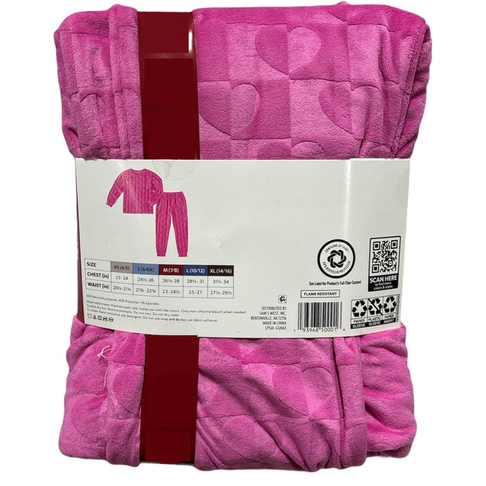 Member's Mark Girls Cozy Pajama Set, 2-Piece, Stamped Velour Design