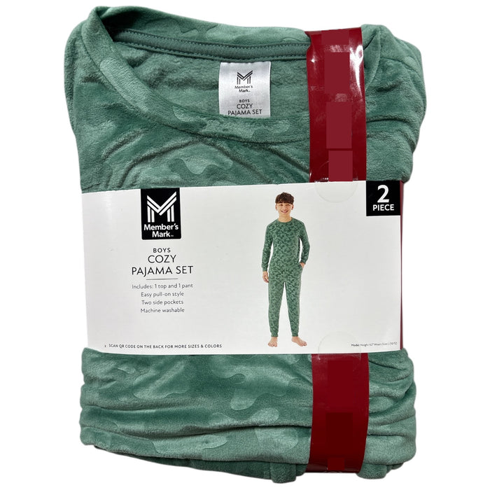 Member's Mark Boys 2-Pieces Cozy Stamped Volour Pajamas