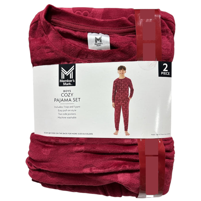 Member's Mark Boys 2-Pieces Cozy Stamped Volour Pajamas