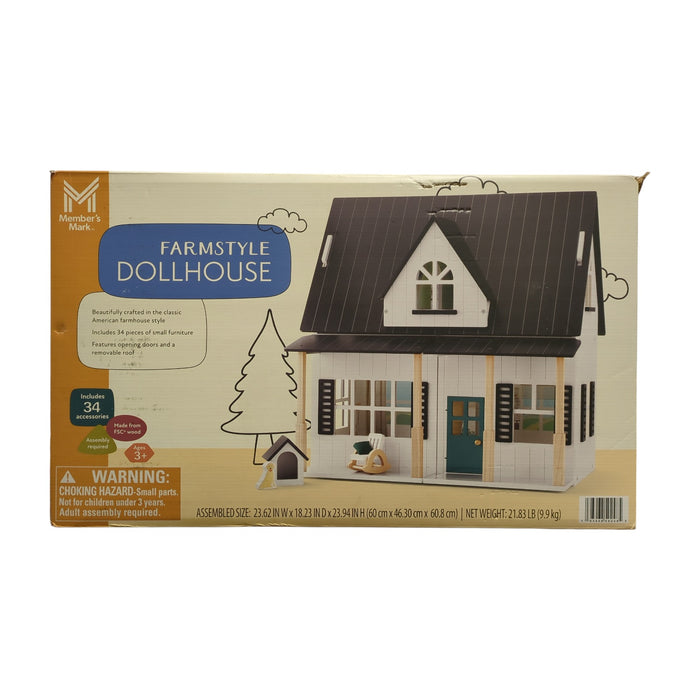 Member's Mark FSC Certified Wooden Farmstyle Dollhouse with 34 Accessories