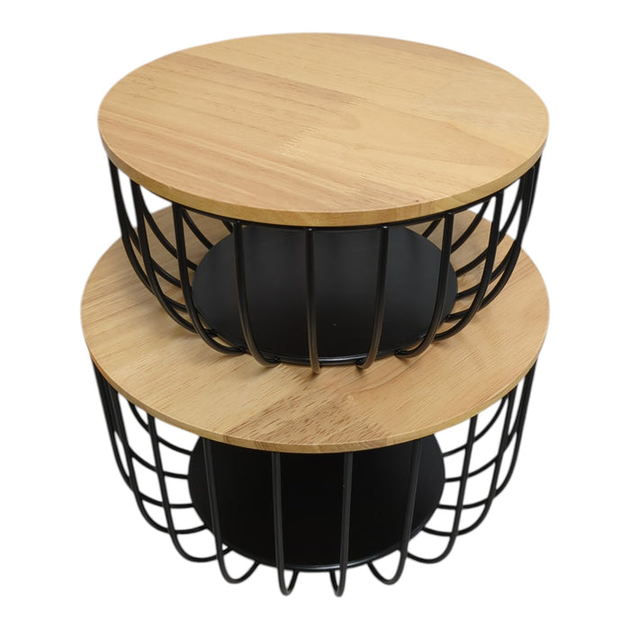 Member's Mark Wrought Iron Wire Baskets with Wooden Lid, Set of 2