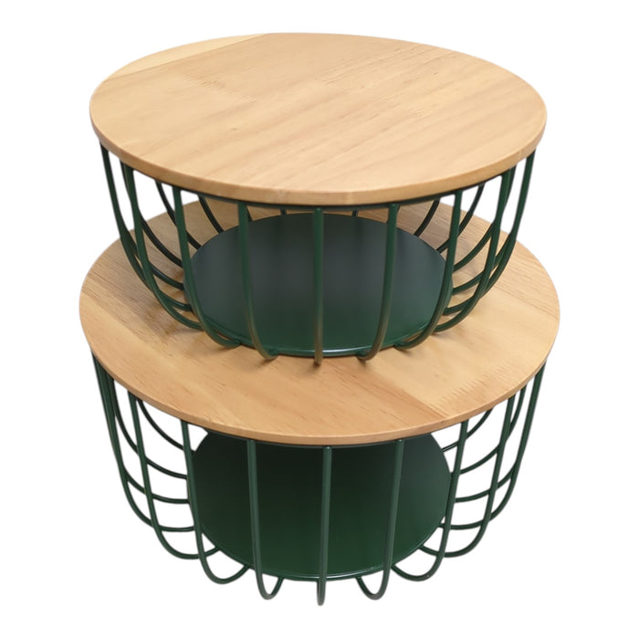 Member's Mark Wrought Iron Wire Baskets with Wooden Lid, Set of 2