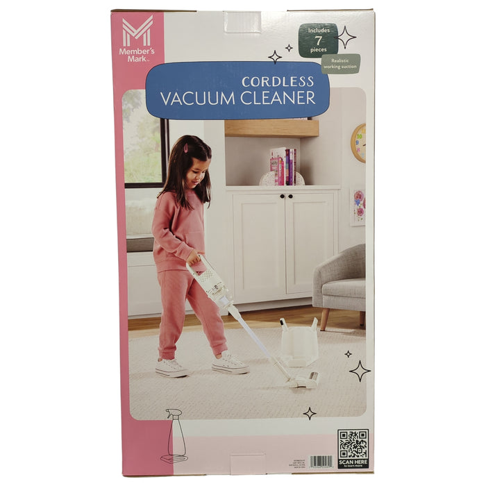 Member's Mark Kid's Battery Operated Toy Cordless Vacuum Cleaner, 7pc, White