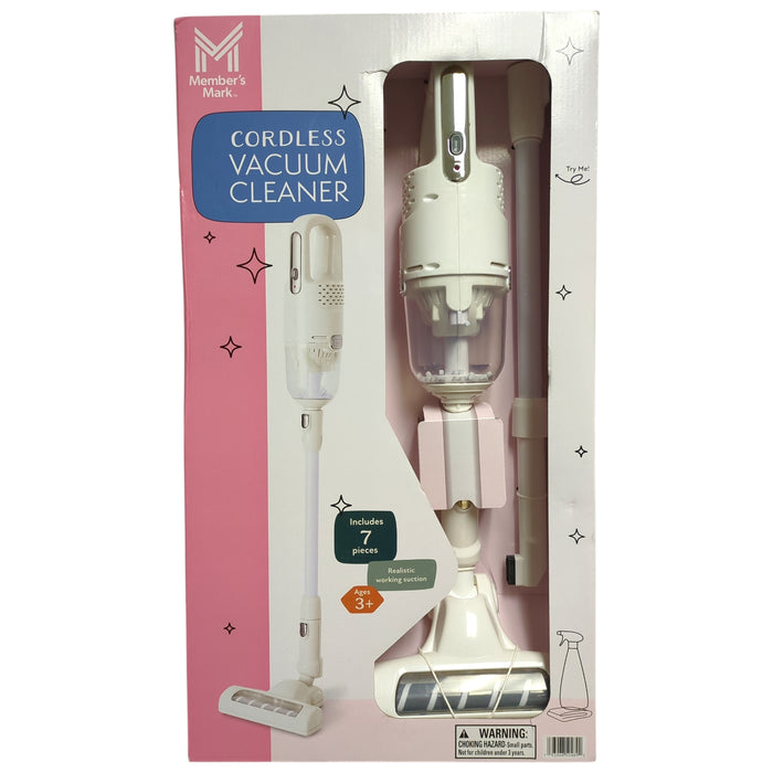 Member's Mark Kid's Battery Operated Toy Cordless Vacuum Cleaner, 7pc, White
