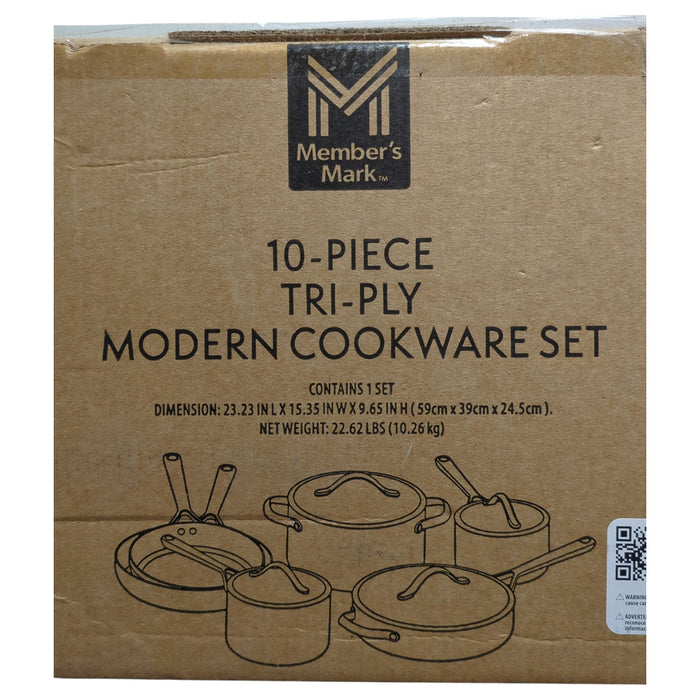 Member's Mark 10-Piece Modern Tri-ply Stainless Steel Cookware Set