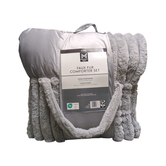 Member's Mark 3-Piece Channel Super Soft Faux Fur Comforter Set, King