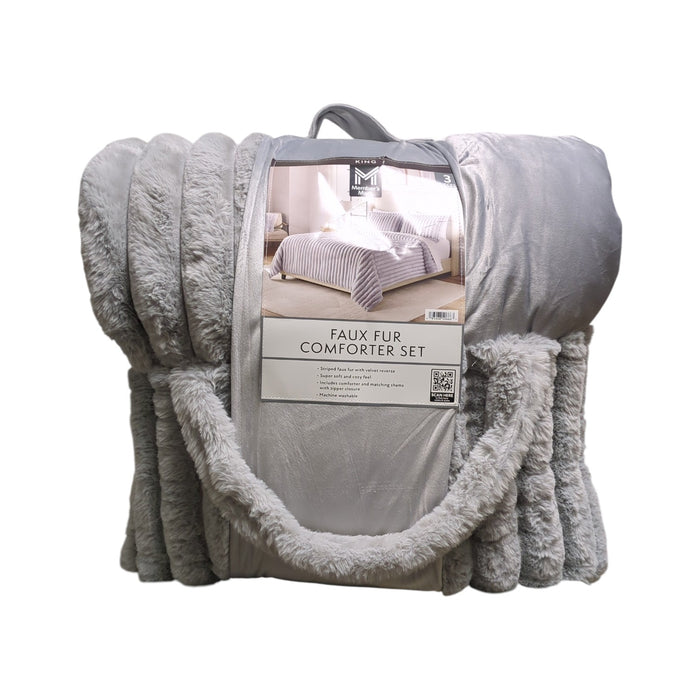 Member's Mark 3-Piece Channel Super Soft Faux Fur Comforter Set, King