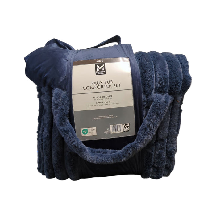 Member's Mark 3-Piece Channel Super Soft Faux Fur Comforter Set, King