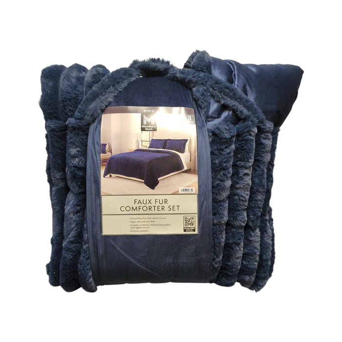 Member's Mark 3-Piece Channel Super Soft Faux Fur Comforter Set, King