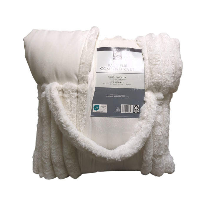 Member's Mark 3-Piece Channel Super Soft Faux Fur Comforter Set, King