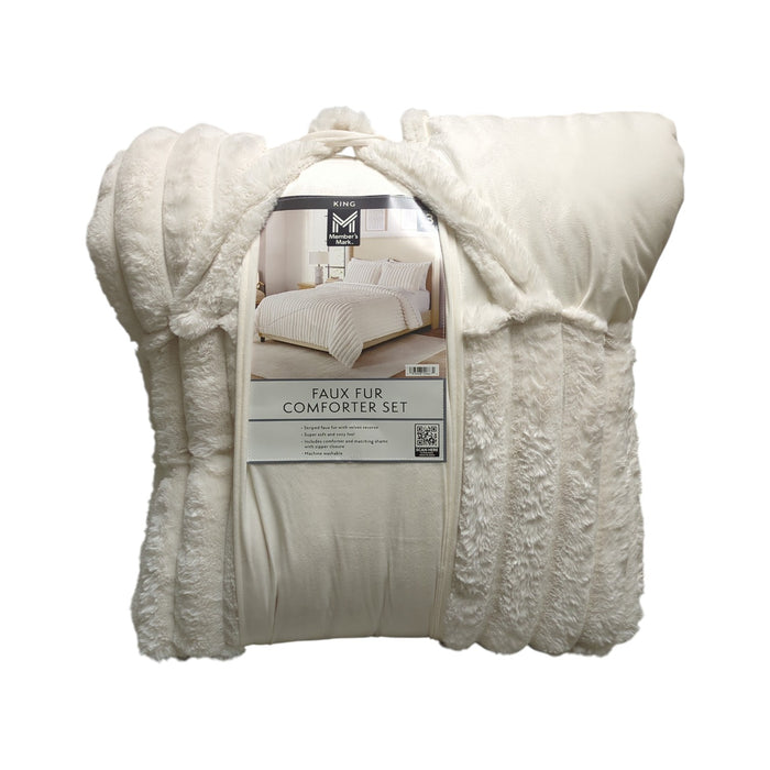 Member's Mark 3-Piece Channel Super Soft Faux Fur Comforter Set, King