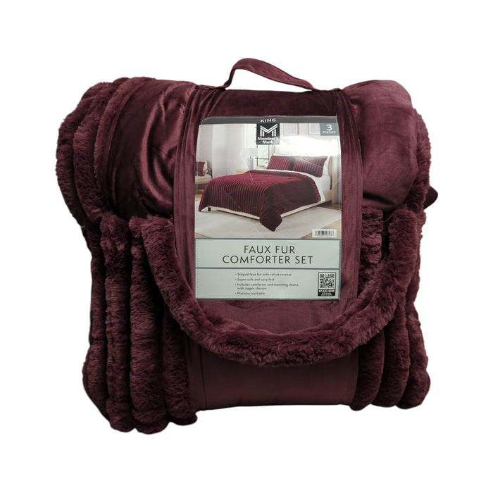 Member's Mark 3-Piece Channel Super Soft Faux Fur Comforter Set, King