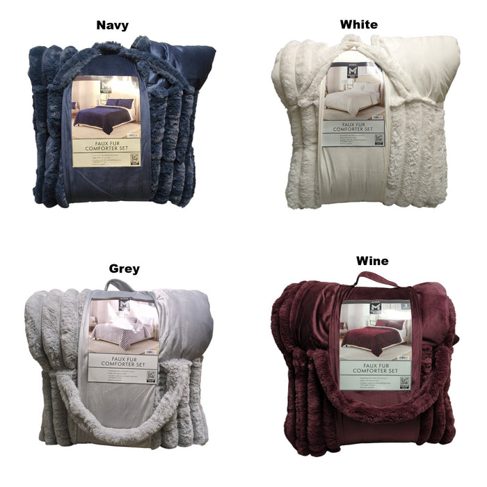 Member's Mark 3-Piece Channel Super Soft Faux Fur Comforter Set, King