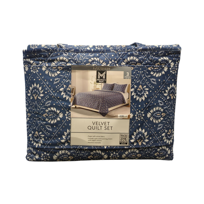 Member's Mark 3-Piece Printed Velvet Quilt & Matching Sham Sets, Full/Queen
