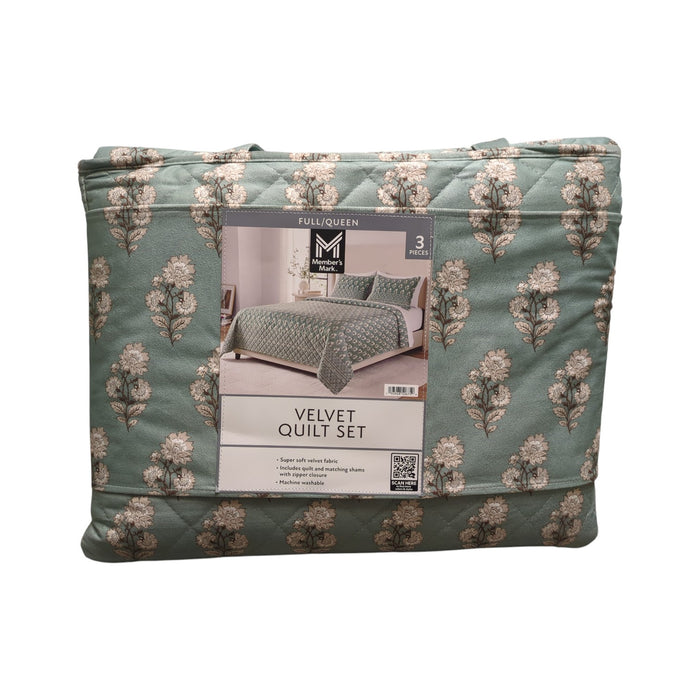 Member's Mark 3-Piece Printed Velvet Quilt & Matching Sham Sets, Full/Queen