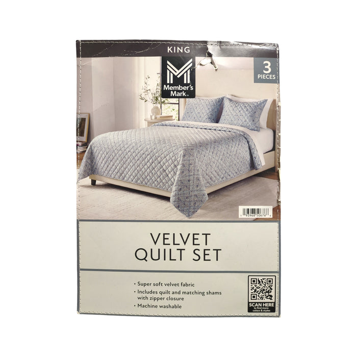 Member's Mark 3-Piece Printed Velvet Quilt & Matching Sham Sets, King