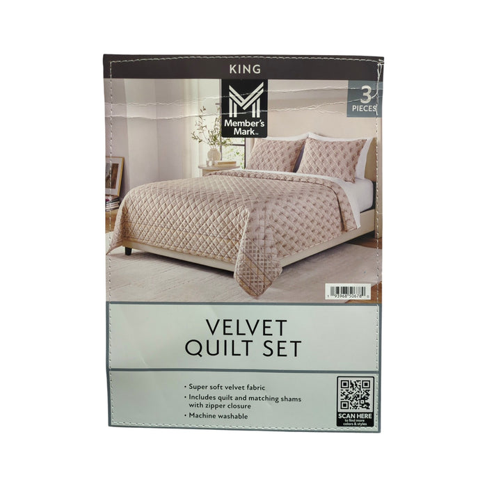 Member's Mark 3-Piece Printed Velvet Quilt & Matching Sham Sets, King
