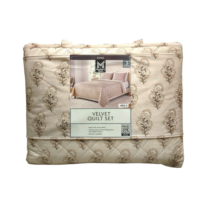 Member's Mark 3-Piece Printed Velvet Quilt & Matching Sham Sets, King