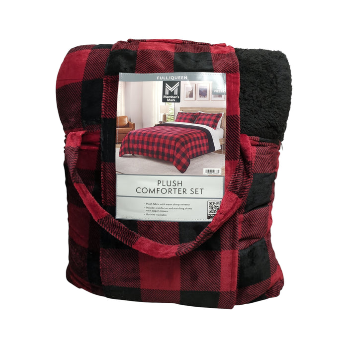 Member's Mark Plush Reversible Sherpa Comforter Set, Full/Queen