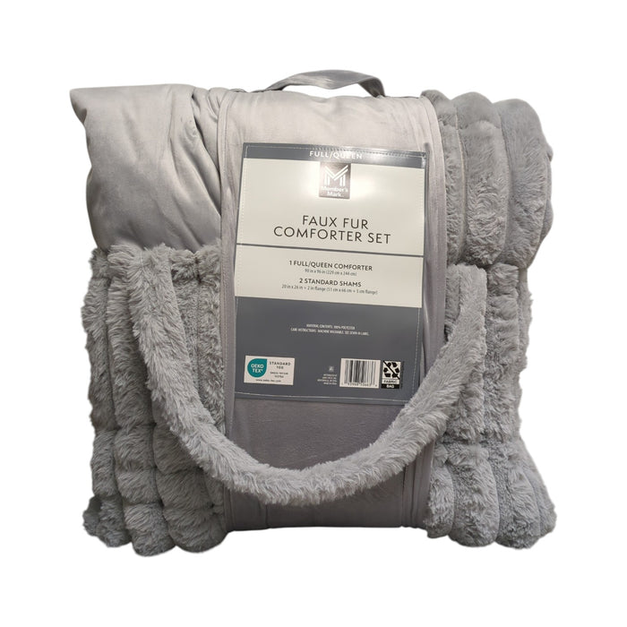 Member's Mark 3-Piece Channel Super Soft Faux Fur Comforter Set, Full/Queen