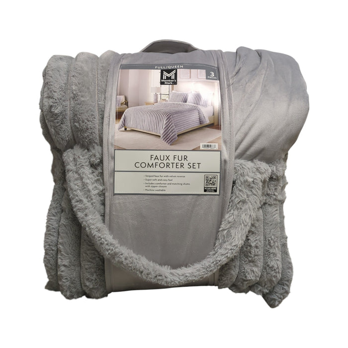 Member's Mark 3-Piece Channel Super Soft Faux Fur Comforter Set, Full/Queen