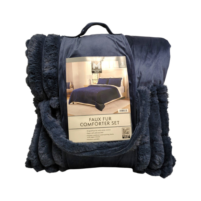 Member's Mark 3-Piece Channel Super Soft Faux Fur Comforter Set, Full/Queen