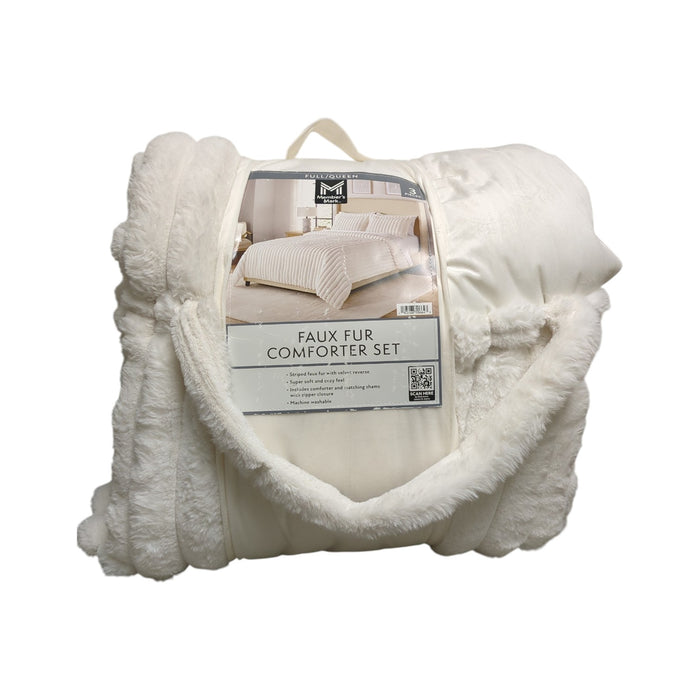 Member's Mark 3-Piece Channel Super Soft Faux Fur Comforter Set, Full/Queen