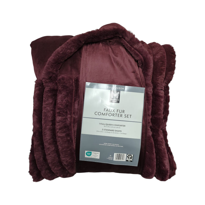 Member's Mark 3-Piece Channel Super Soft Faux Fur Comforter Set, Full/Queen
