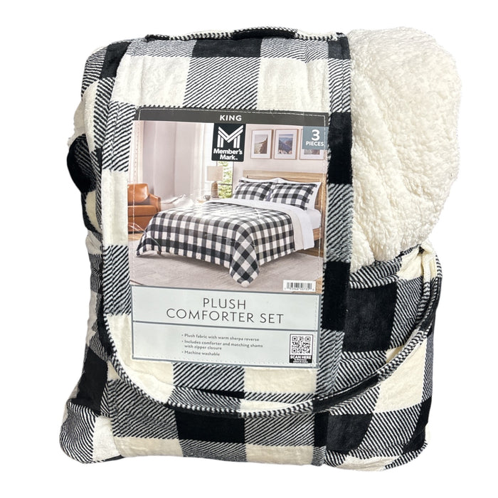 Member's Mark Plush Reversible Sherpa 3 Piece Comforter Set, King Size