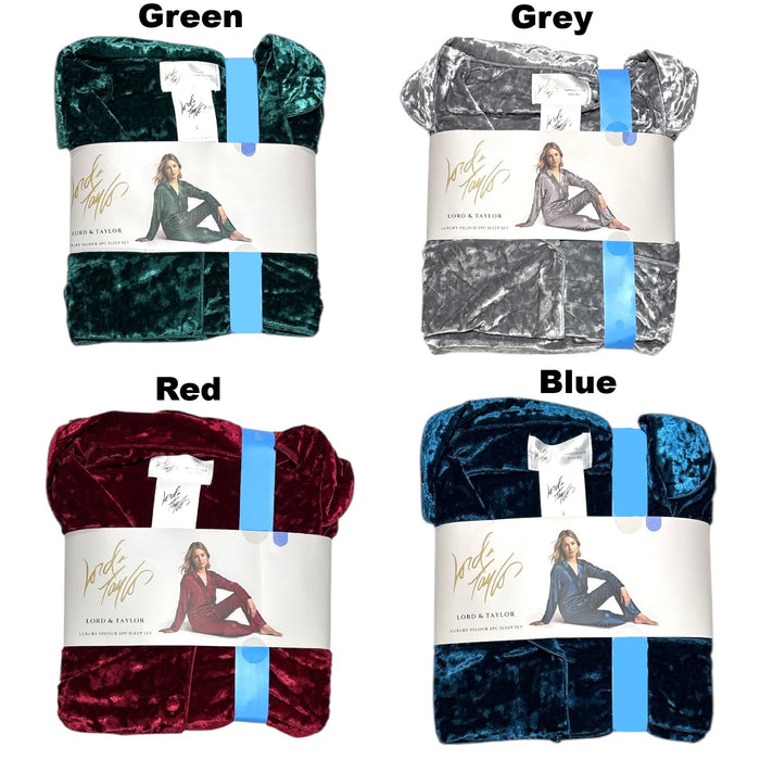 Lord & Taylor Women's Long Sleeve Luxury Velour 2 Piece Sleep Set