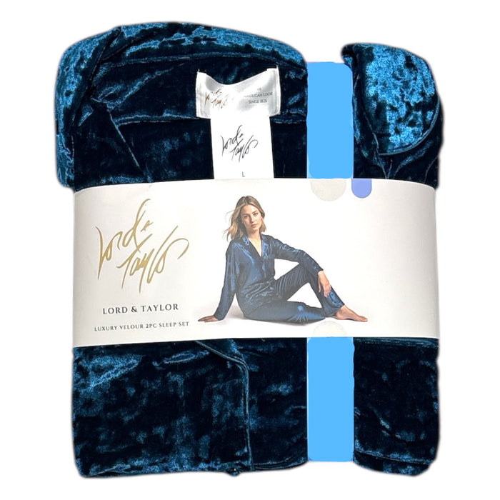 Lord & Taylor Women's Long Sleeve Luxury Velour 2 Piece Sleep Set