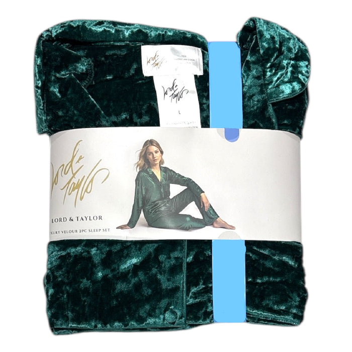 Lord & Taylor Women's Long Sleeve Luxury Velour 2 Piece Sleep Set