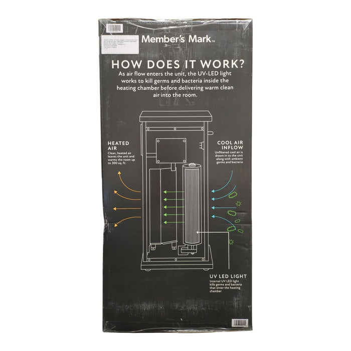 Member's Mark 23" 1500W Infrared Tower Heater with UV LED Light, Dark Walnut