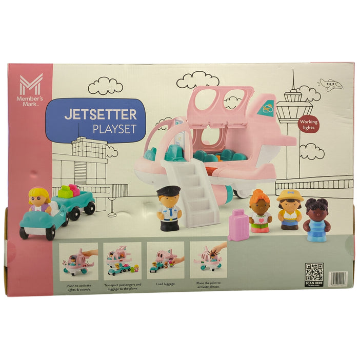 Member's Mark Jetsetter 12 Piece Preschool Playset, Working Lights & Sound, Pink