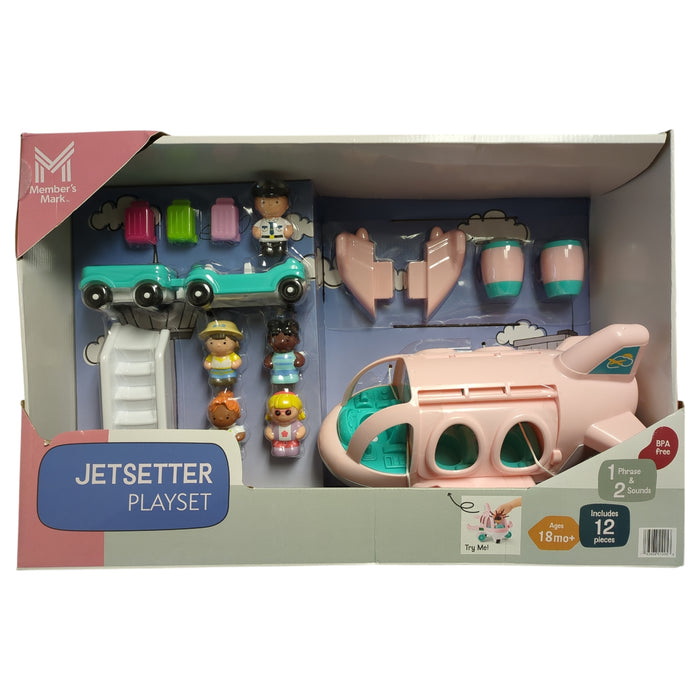 Member's Mark Jetsetter 12 Piece Preschool Playset, Working Lights & Sound, Pink