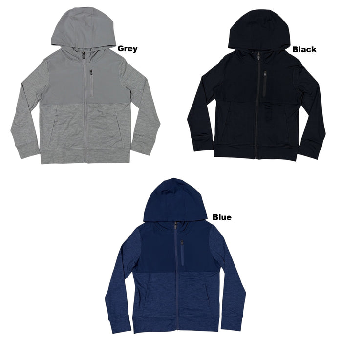 Member's Mark Boys Lightweight UPF 30 Full Zip Mixed Media Pocketed Hoodie