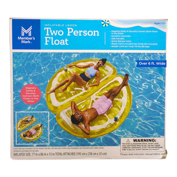 Member's Mark Inflatable Heavy Gauge PVC Two Person Lemon Pool Float