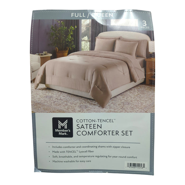 Member’s Mark 3-Piece Cotton-Tencel Sateen Comforter Set, Full/Queen