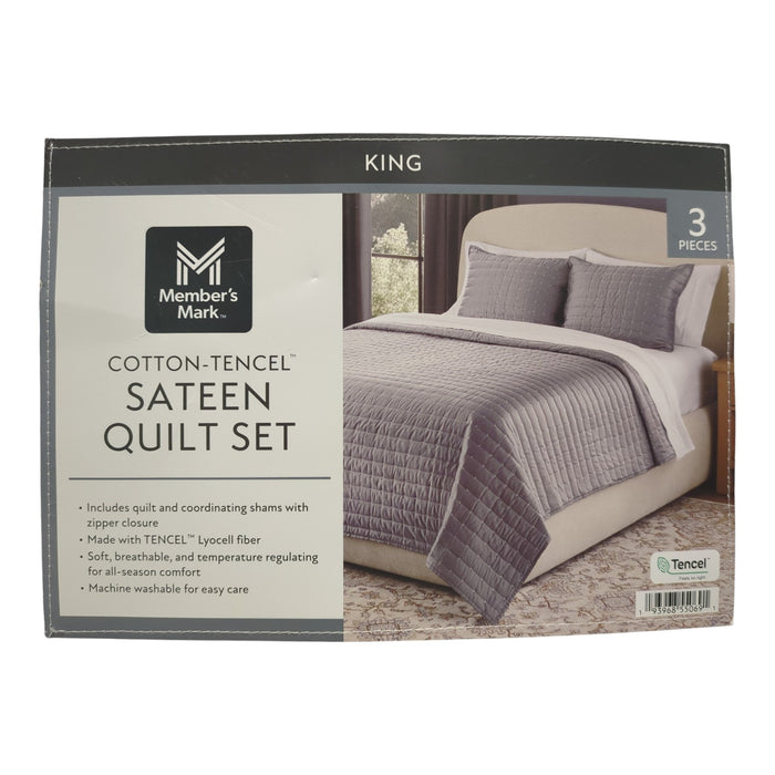 Member’s Mark 3-Piece Cotton-Tencel Sateen Quilt Set, King