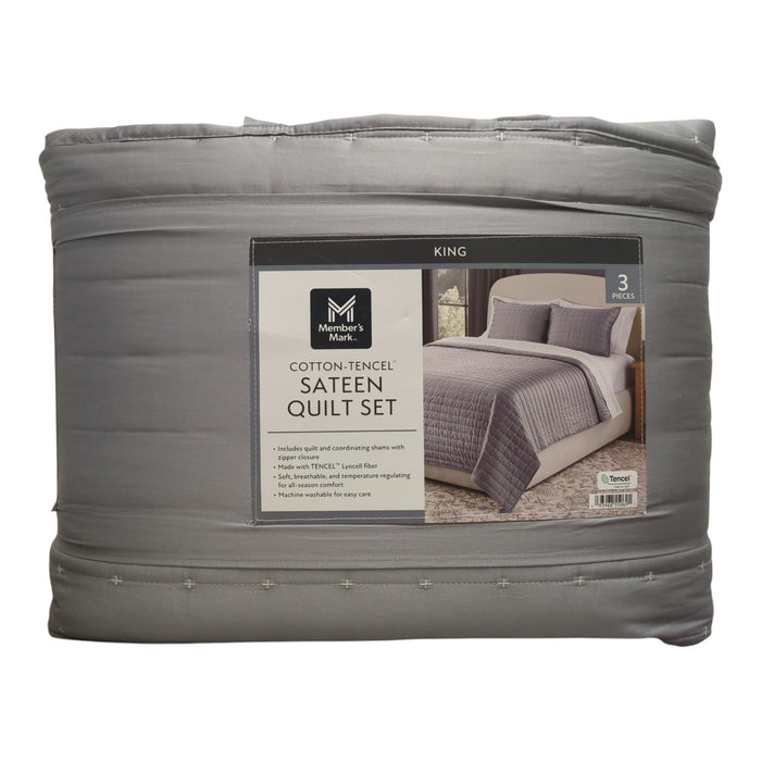 Member’s Mark 3-Piece Cotton-Tencel Sateen Quilt Set, King