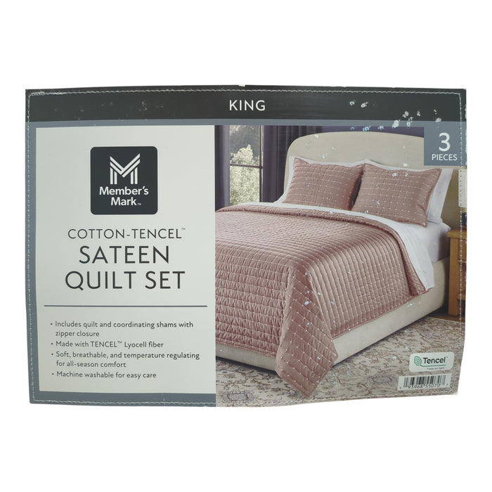 Member’s Mark 3-Piece Cotton-Tencel Sateen Quilt Set, King