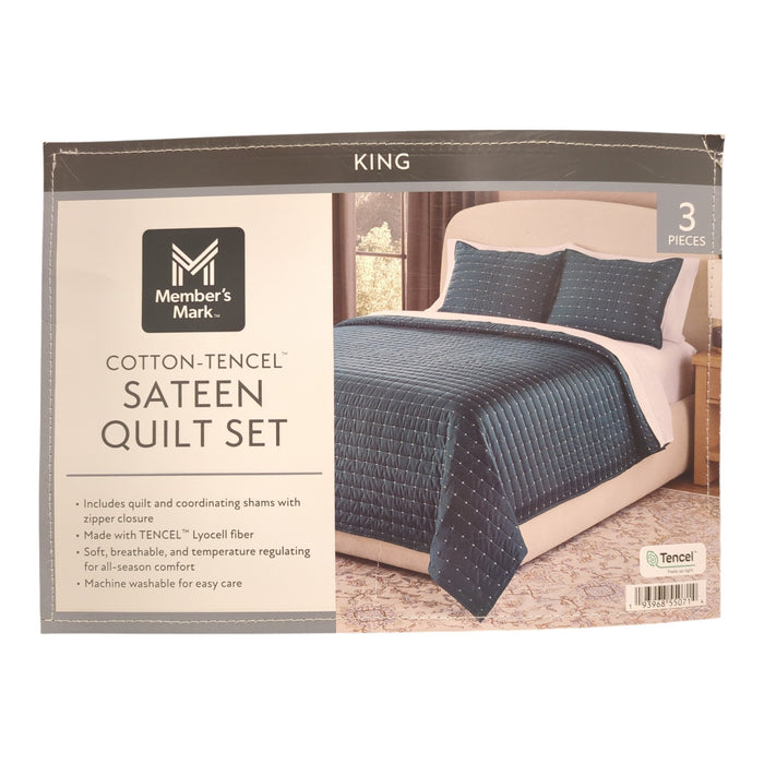 Member’s Mark 3-Piece Cotton-Tencel Sateen Quilt Set, King