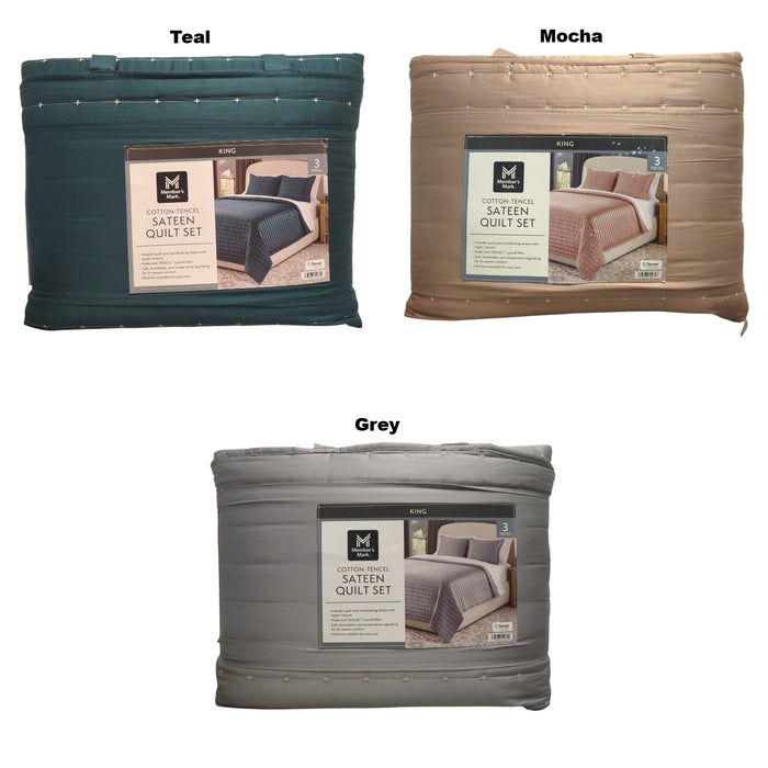Member’s Mark 3-Piece Cotton-Tencel Sateen Quilt Set, King