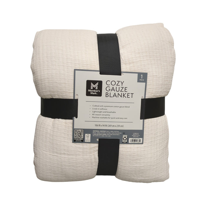 Member's Mark Cozy Lightweight & Breathable Gauze Blanket, 106" x 94"