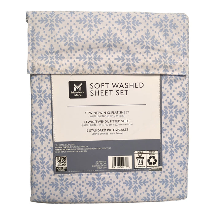 Member's Mark Luxuriously Soft Washed Shrink-Resistant Sheet Set, Twin/Twin XL