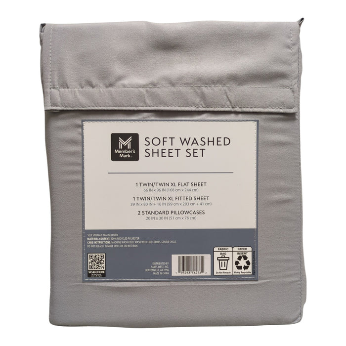 Member's Mark Luxuriously Soft Washed Shrink-Resistant Sheet Set, Twin/Twin XL