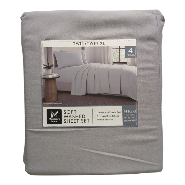 Member's Mark Luxuriously Soft Washed Shrink-Resistant Sheet Set, Twin/Twin XL