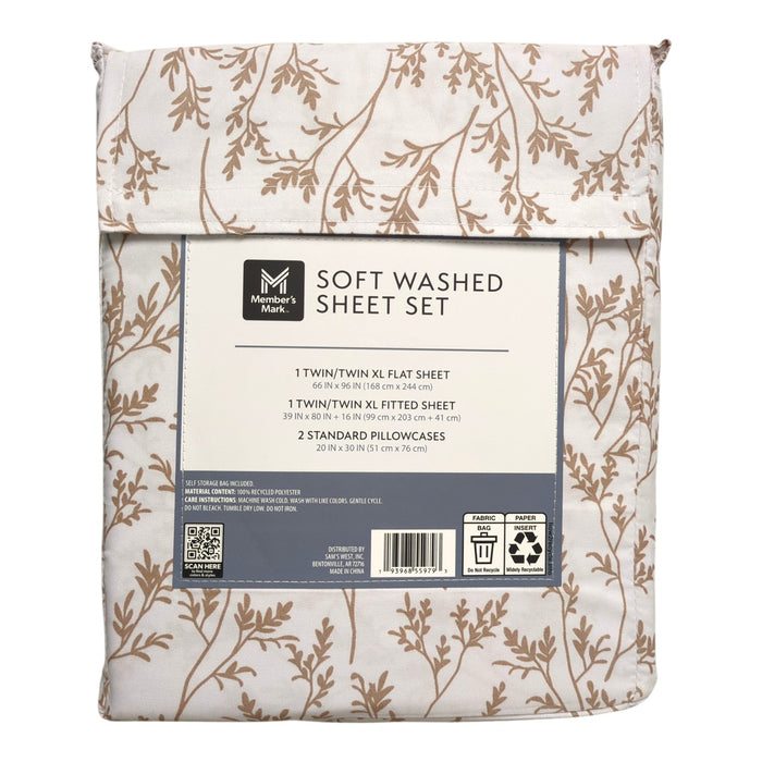 Member's Mark Luxuriously Soft Washed Shrink-Resistant Sheet Set, Twin/Twin XL