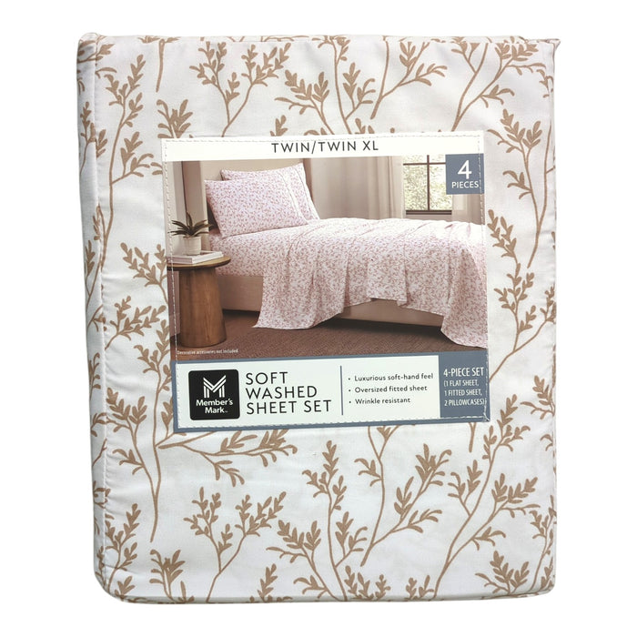 Member's Mark Luxuriously Soft Washed Shrink-Resistant Sheet Set, Twin/Twin XL