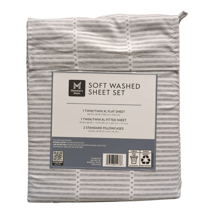 Member's Mark Luxuriously Soft Washed Shrink-Resistant Sheet Set, Twin/Twin XL